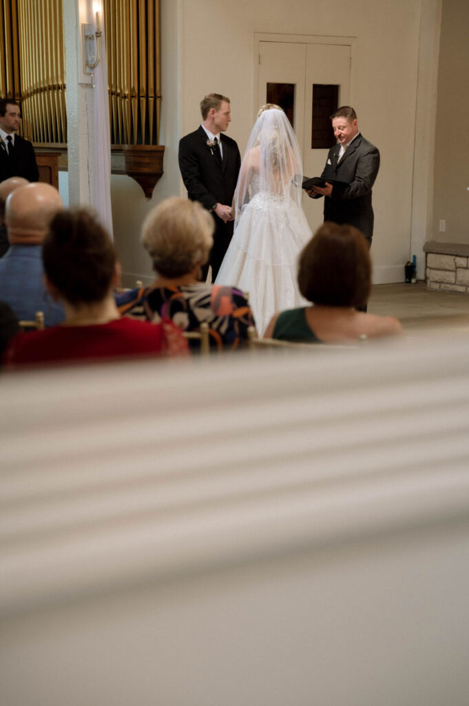 mirror reflection of wedding ceremony by Illinois wedding photographer