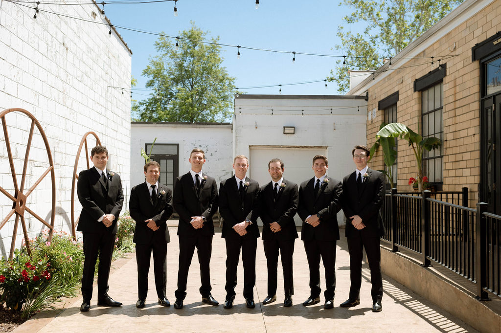 groom and groomsmen photos by Illinois wedding photographer 