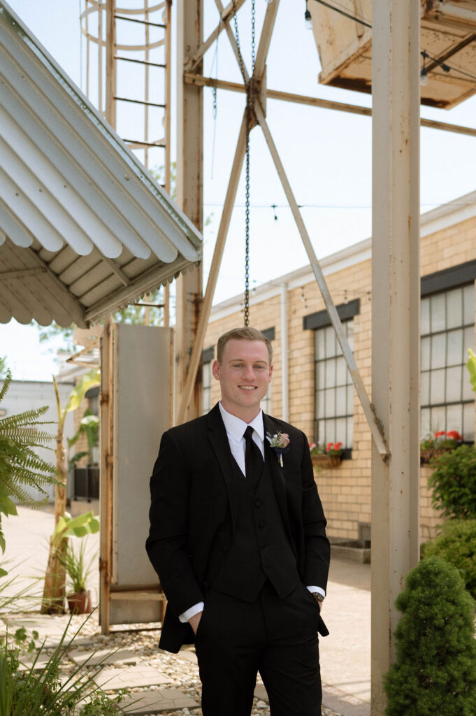 Groom portrait by Illinois wedding photographer