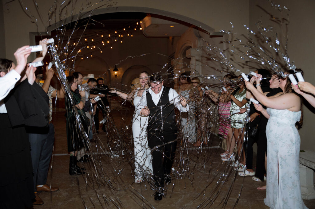 streamer send off taken by Dallas Wedding Photographer Nicole Endress Photography