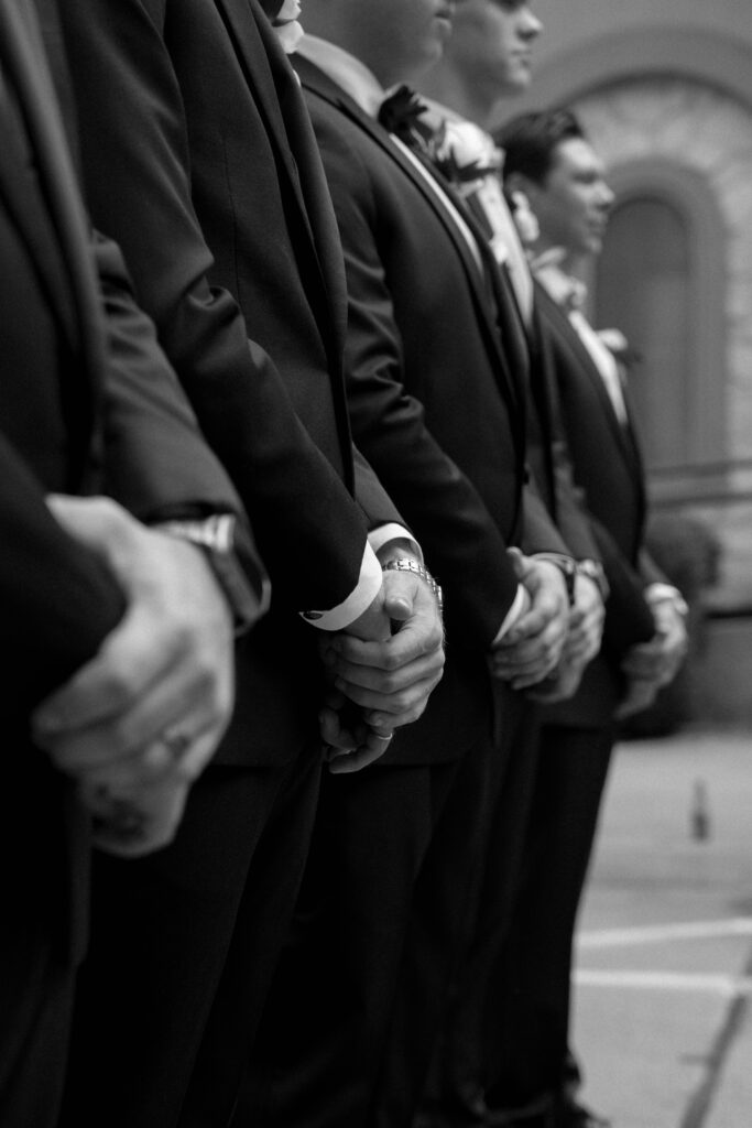 closeup of groomsmen hands taken by Dallas Wedding Photographer Nicole Endress Photography