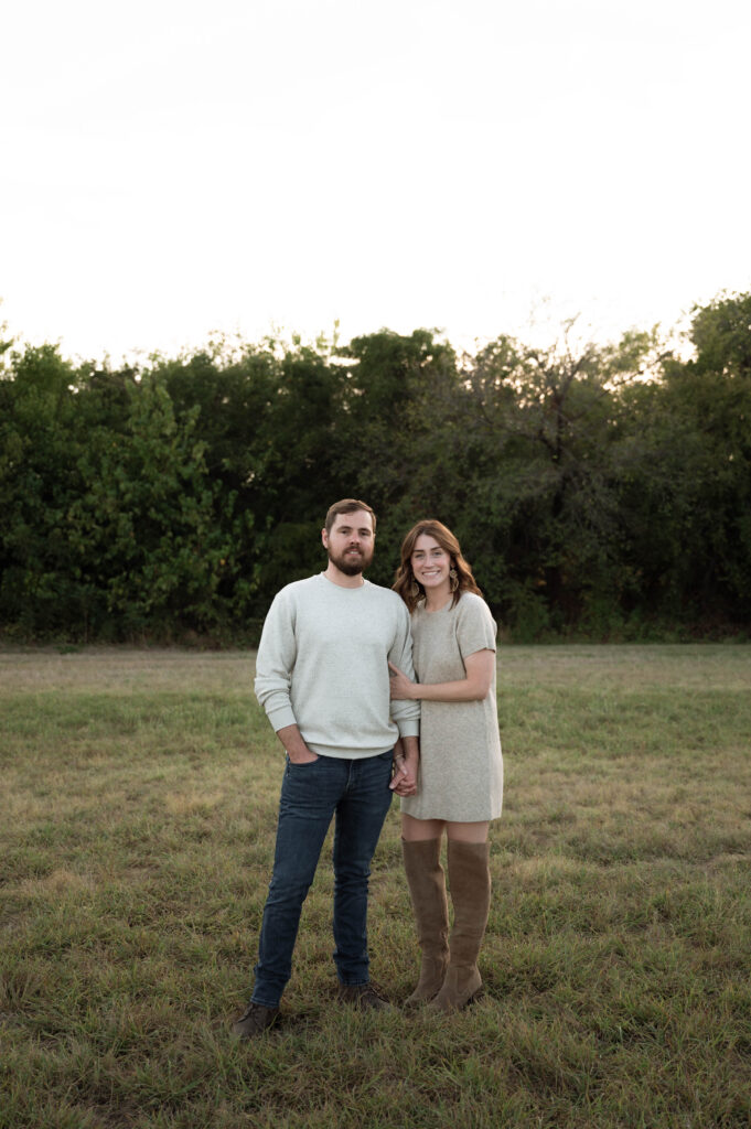 Niki & Evan smiling during their Fort Worth Engagement Photos