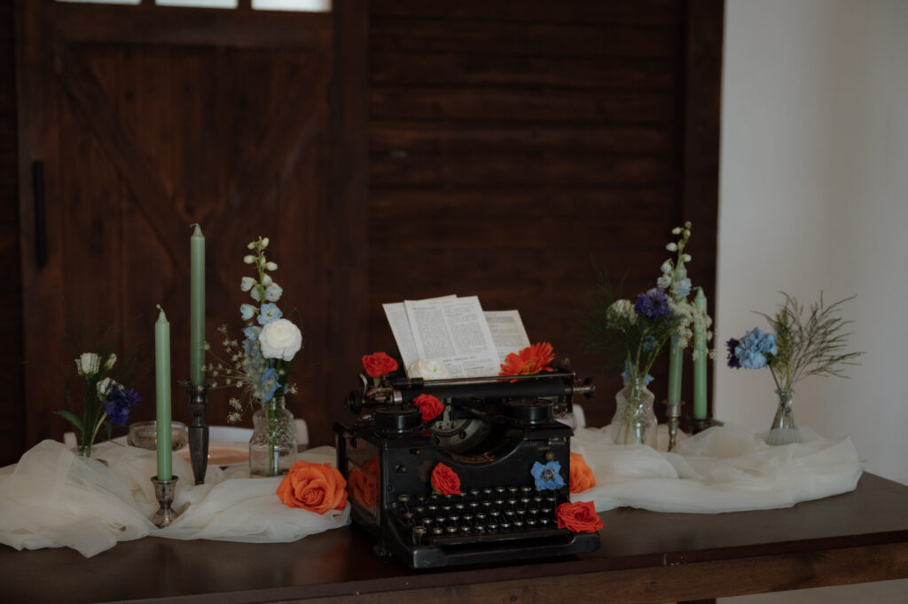 Typewriter used as wedding decor