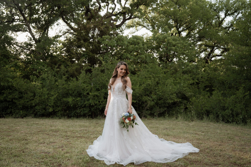 Bridal photo with bouquet taken by Dallas wedding photographer