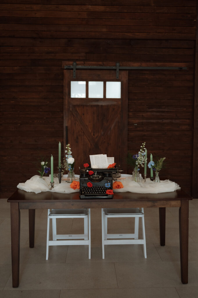 wedding head table with vintage wedding decor