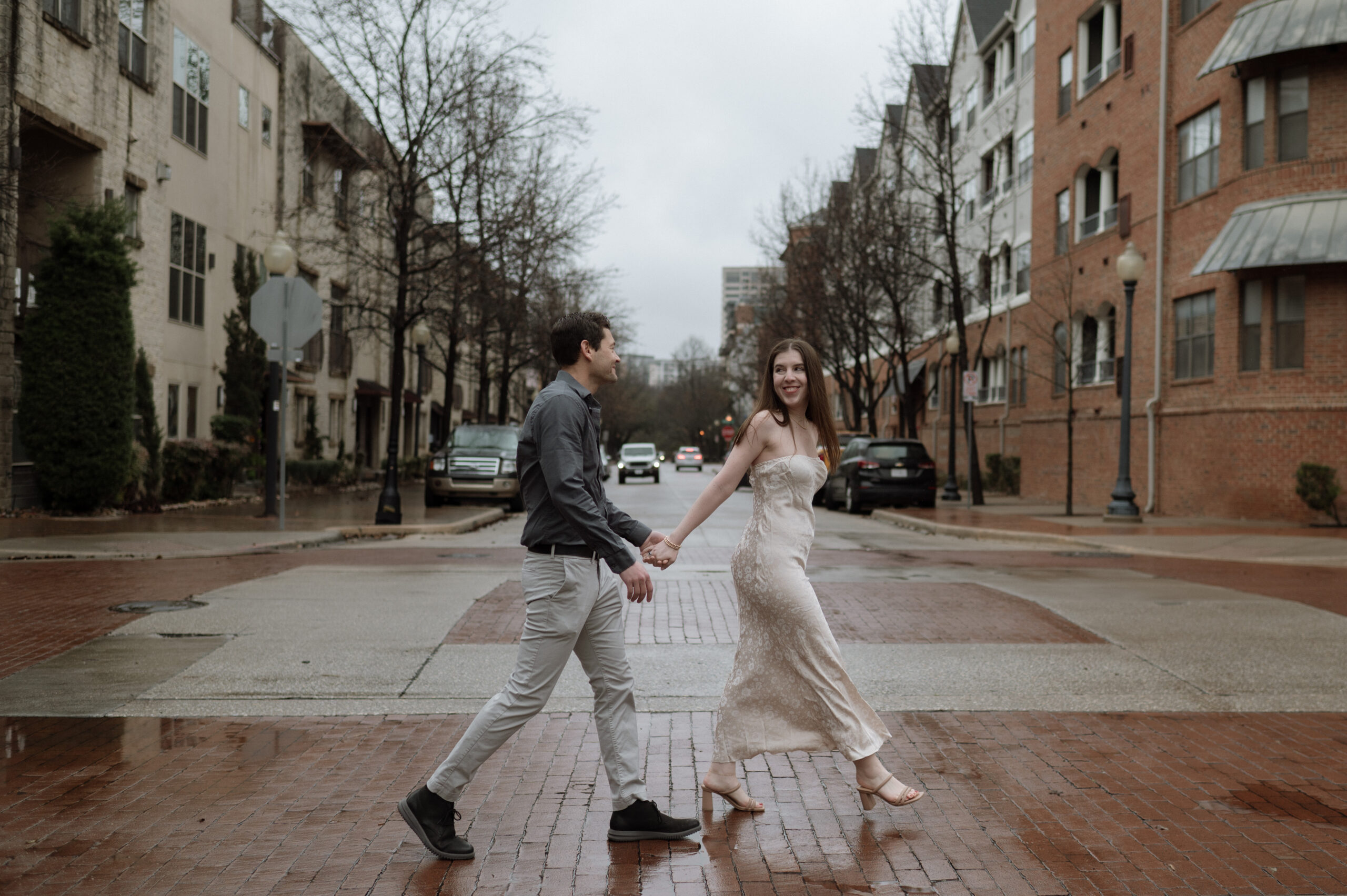 couple walking on the streets of State Thomas