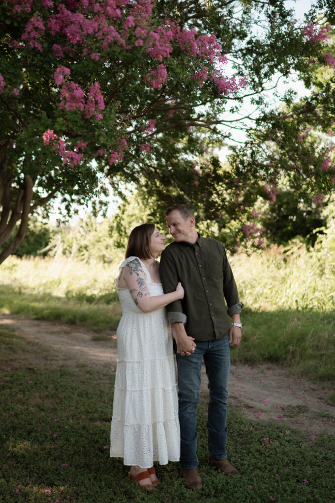 couple looking at each other during engagement session