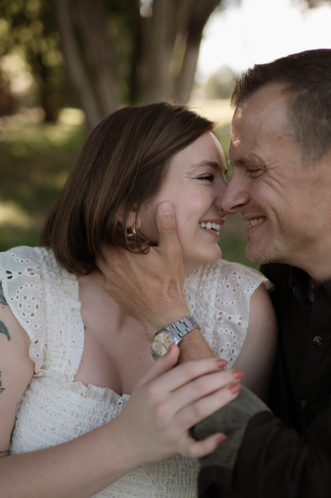 closeup of couple taken during engagement photos