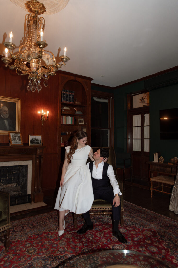 Romantic photo of wedding couple