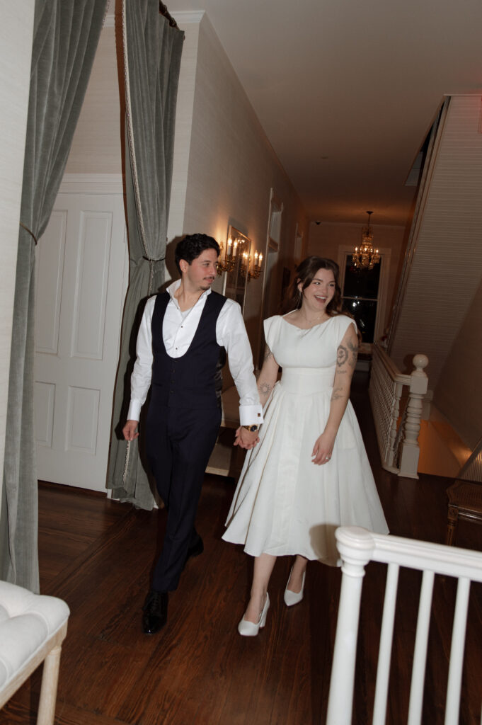 documentary style photo of bride and groom