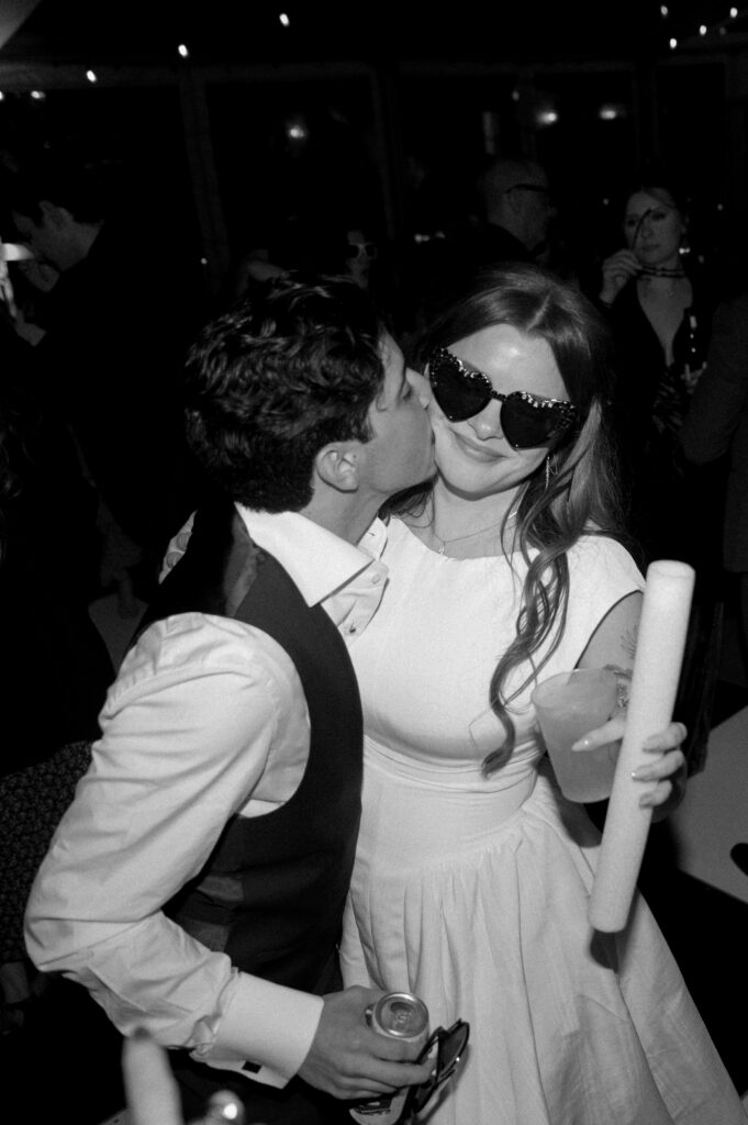 wedding couple kissing on the dance floor