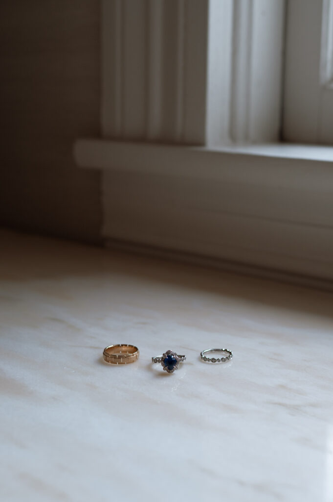 photo of wedding rings at Woodbine Mansion