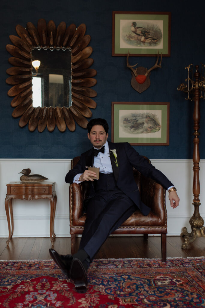 Groom portrait at Woodbine Mansion