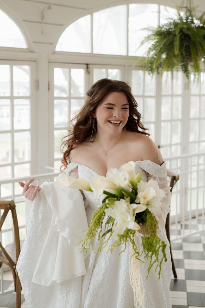 photo of bride laughing