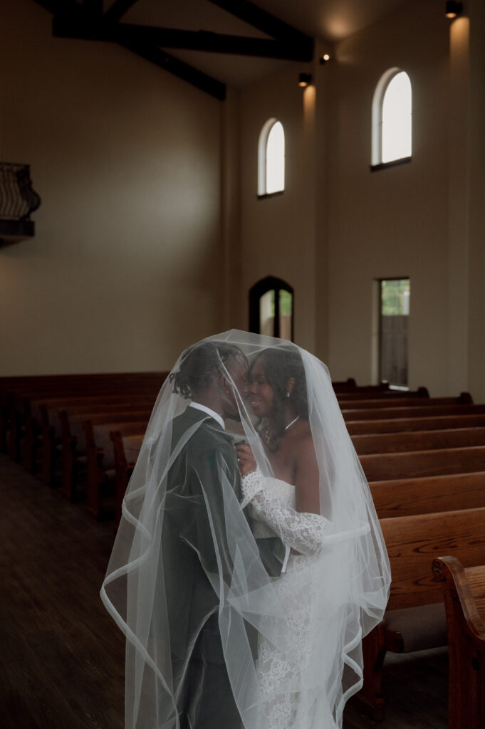 Romantic bride and groom photo taken by Dallas Wedding Photographer
