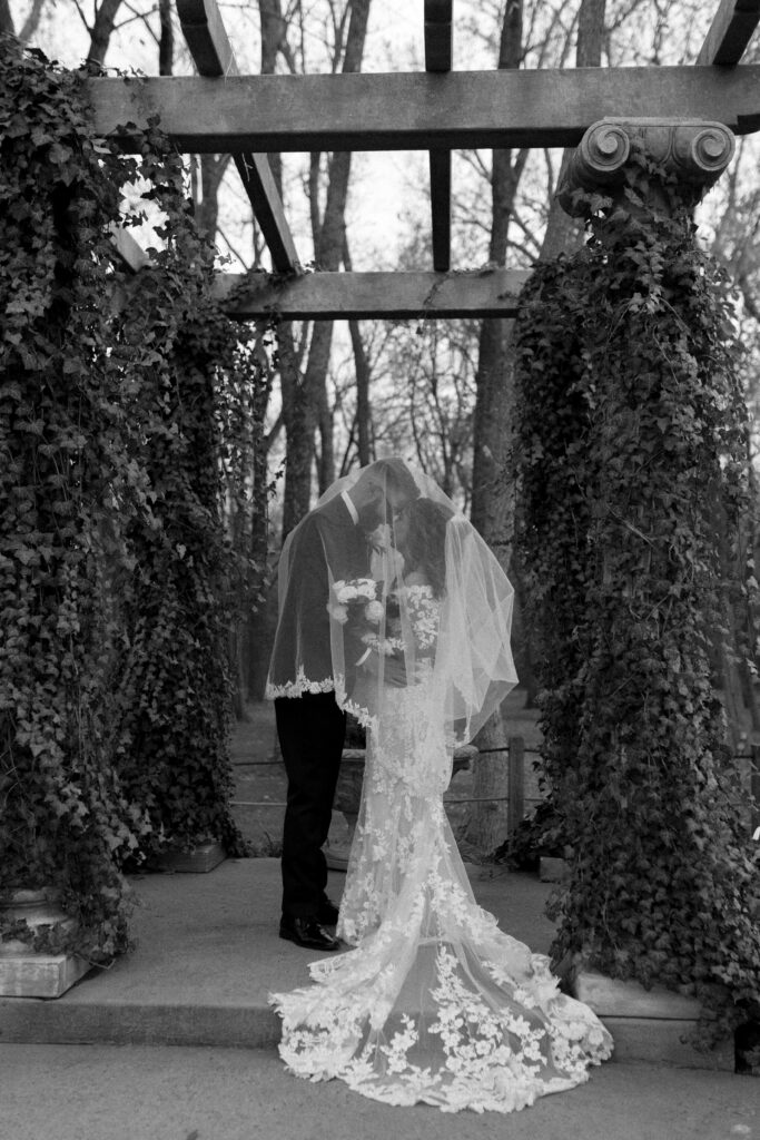 black and white editorial wedding photo