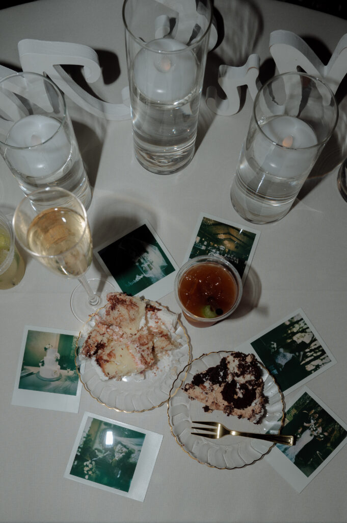 late night flat lay at the wedding