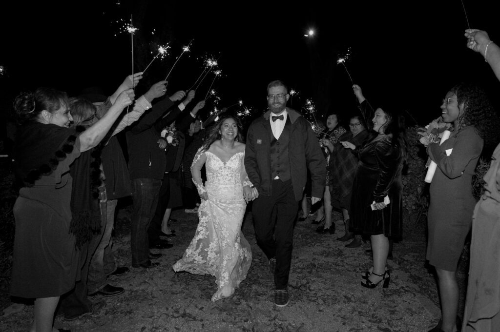 bride and groom send off