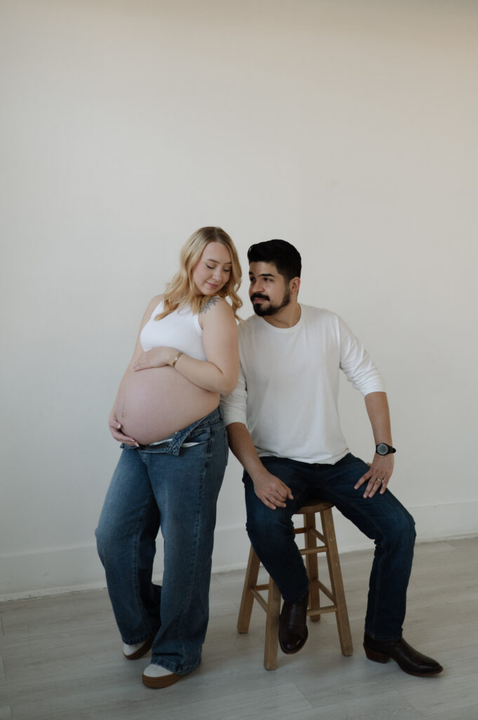 studio maternity photo taken by DFW family photographer
