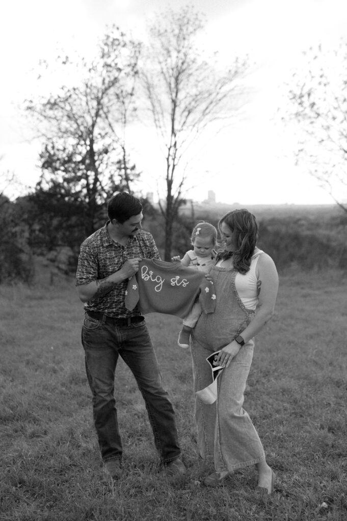 Family pregnancy announcement photo