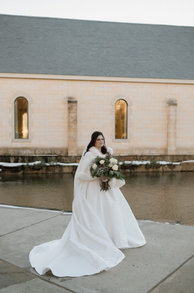Winter bridal portrait taken by Texas wedding photographer