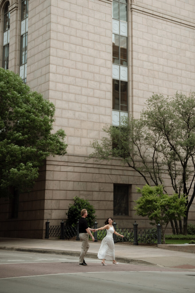 Downtown Dallas engagement photo