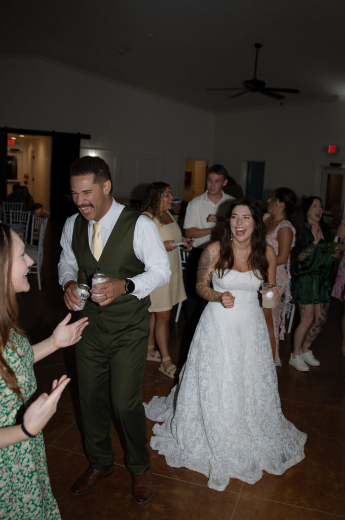 bride and groom dancing at reception