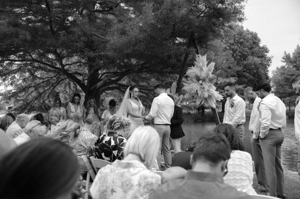 backyard wedding ceremony photo taken by Fort Worth Wedding Photographer