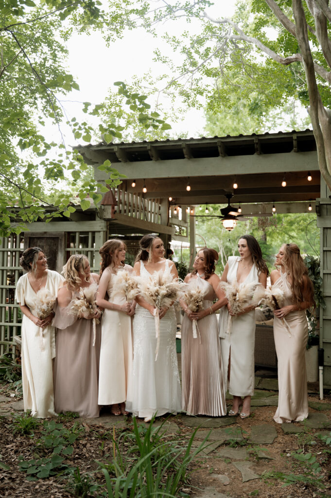 boho chic bride and bridesmaids photo