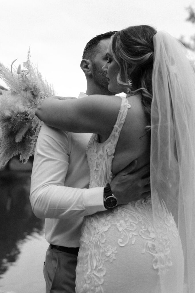 romantic photo of bride and groom taken by Fort Worth Wedding Photographer