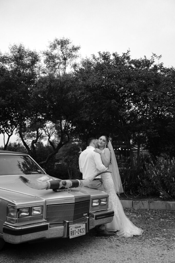 romantic black and white wedding photo taken by Fort Worth Wedding Photographer