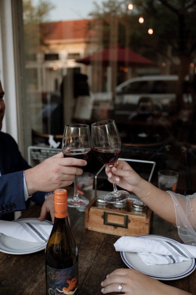couple drinking wine together at Eno's Pizza Tavern