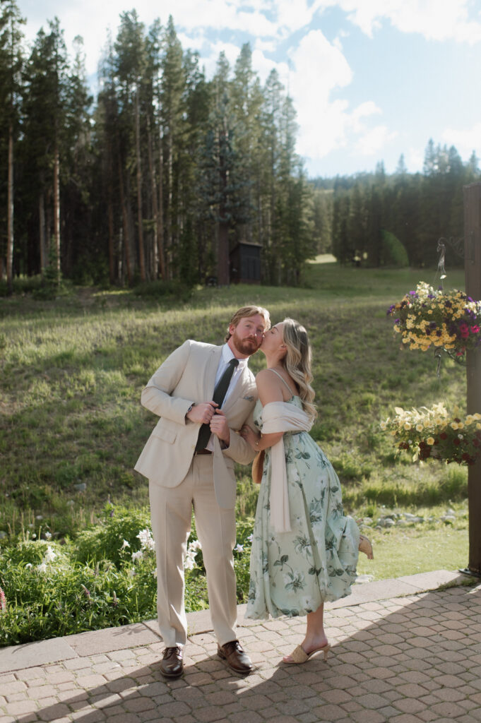 wedding guests having fun during cocktail hour