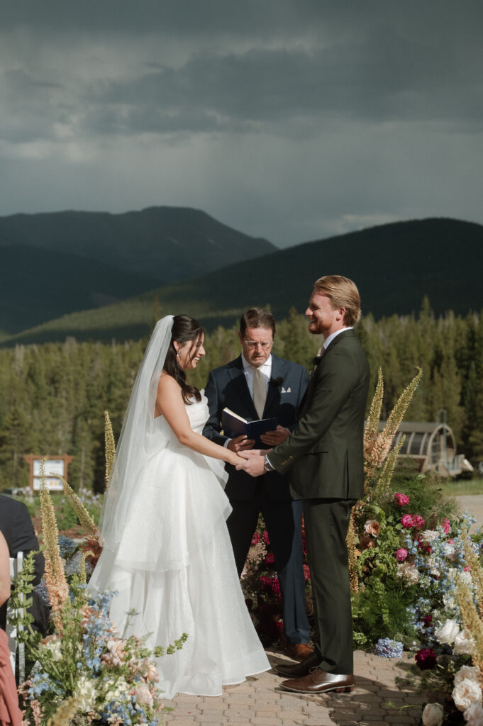 Photo of wedding ceremony at TenMile Station taken by Breckenridge Wedding Photographer