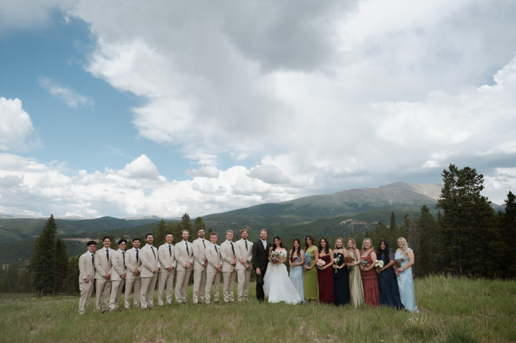 Full wedding party photos in the mountains