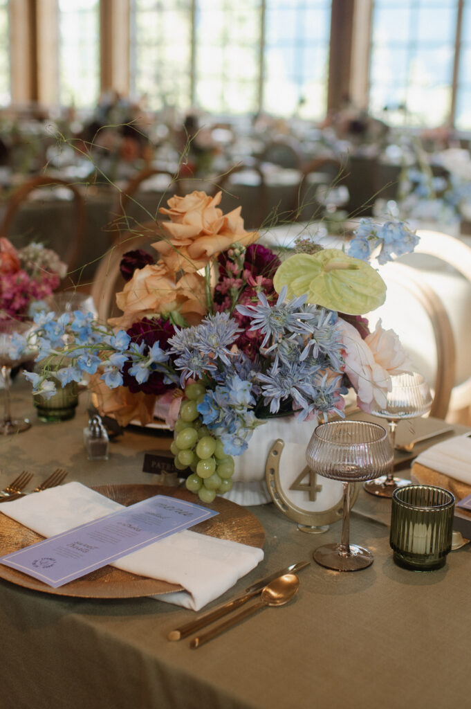 Wedding reception table floral decor