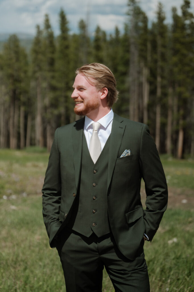 Groom portrait in the mountains in Colorado