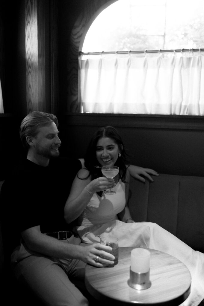 bar engagement photos