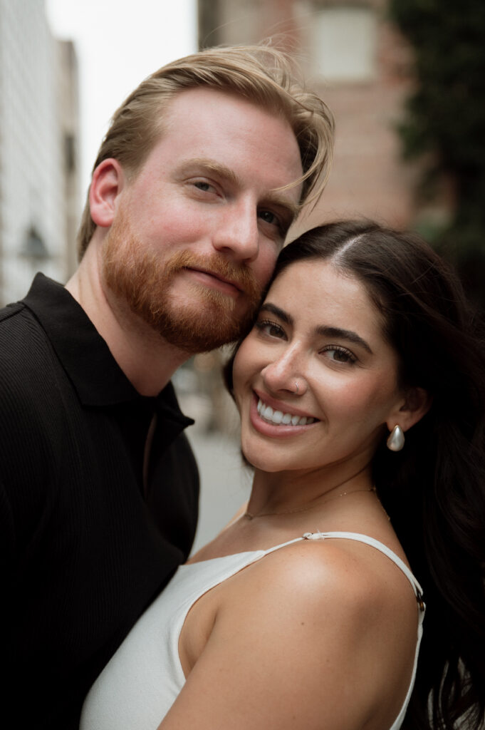 closeup photo of engaged couple