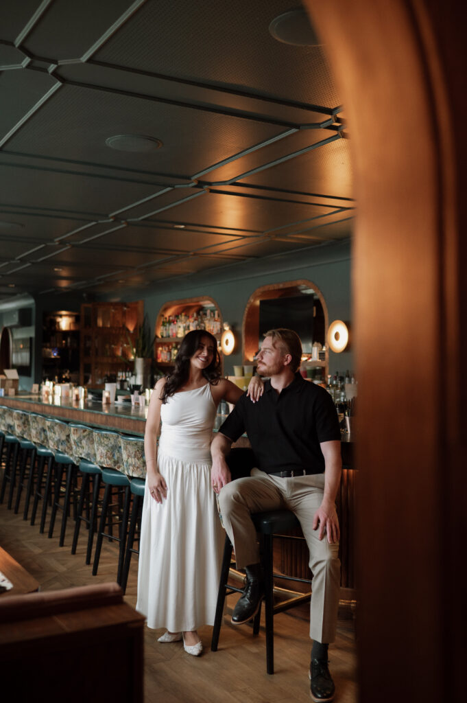 couple photos inside Clifton Club taken by Dallas wedding photographer