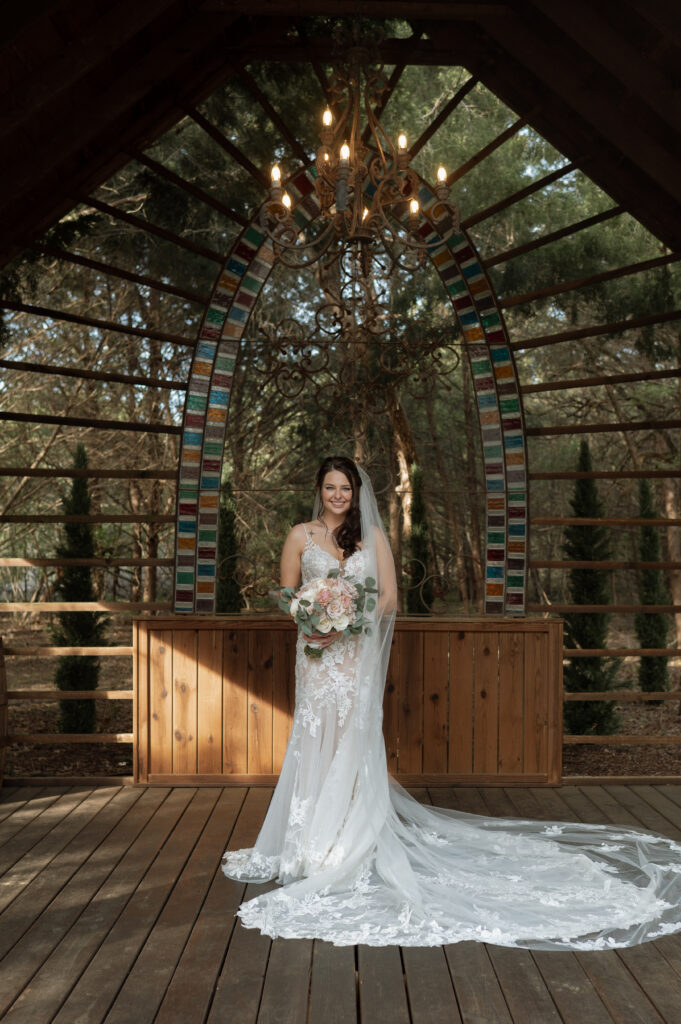 bridal portrait taken at Avalon Legacy Ranch, a Dallas wedding venue