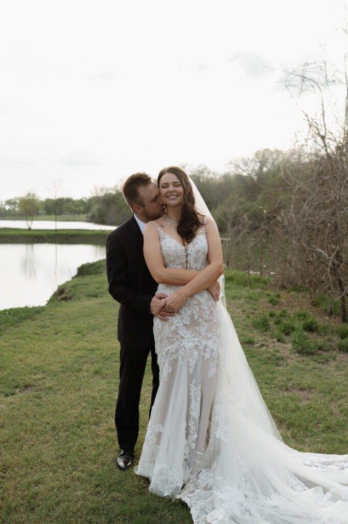 bride and groom romantic wedding photos taken by Dallas wedding photographer