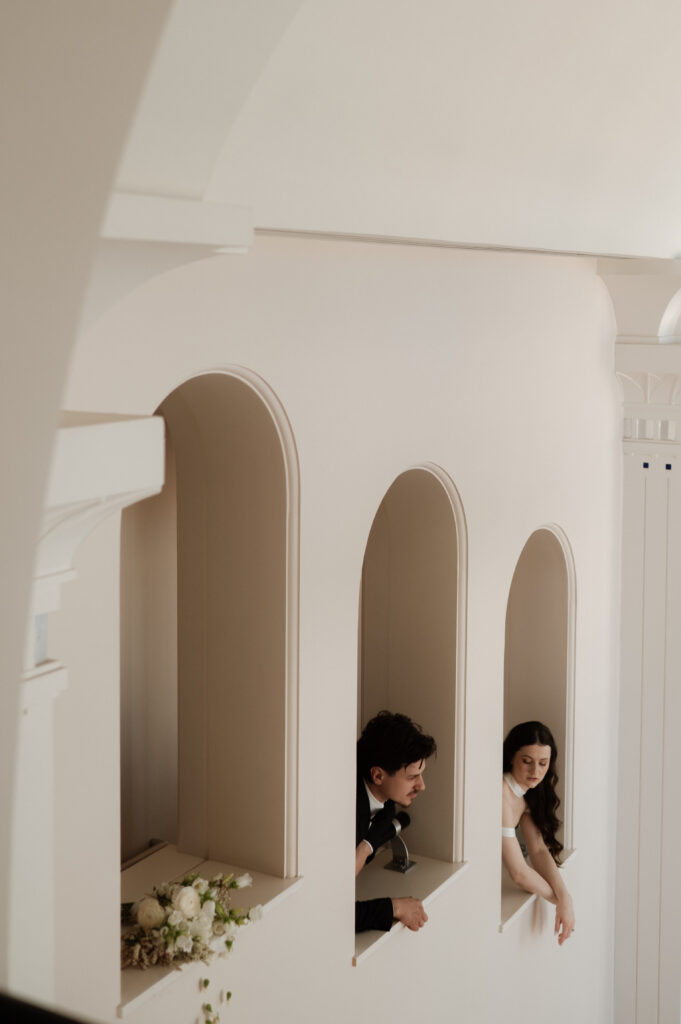 Sulamita and Nick sharing an intimate moment at Bass Hall wedding venue in Fort Worth