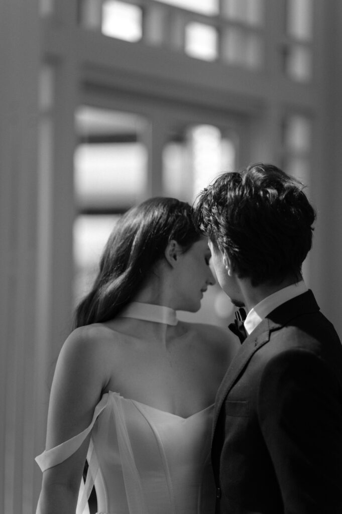 romantic closeup photo of bride and groom by Nicole Endress Photography