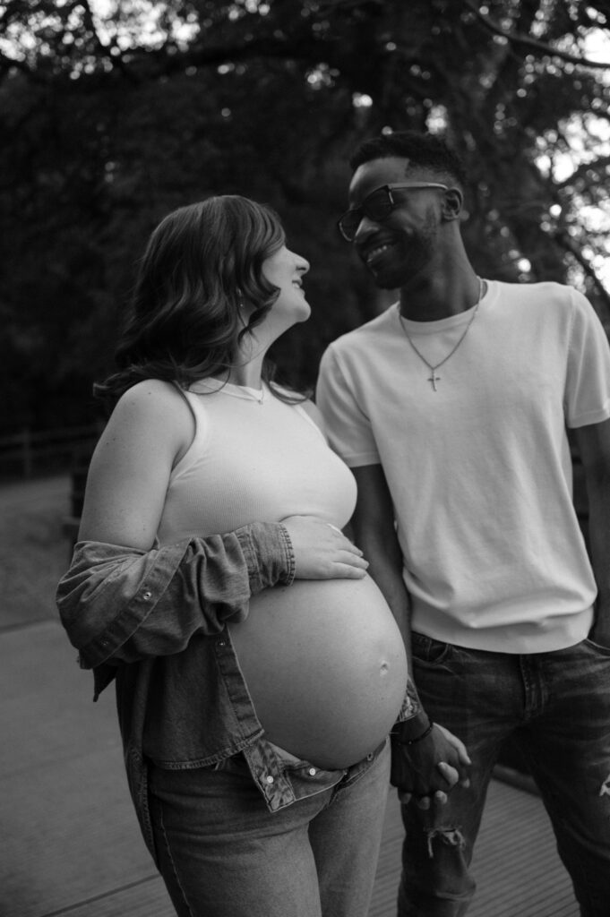 black and white maternity photo taken by Fort Worth Family Photographer