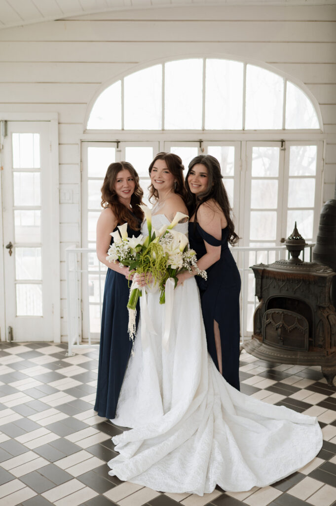bride and bridesmaids photos inside Woodbine Mansion taken by Austin Wedding Photographer