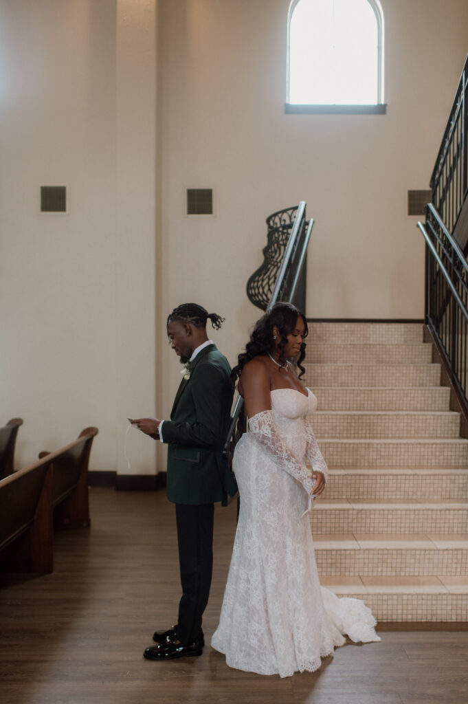 photo of bride and groom private vows at Chapel at Ana Villa taken by Nicole Endress Photography
