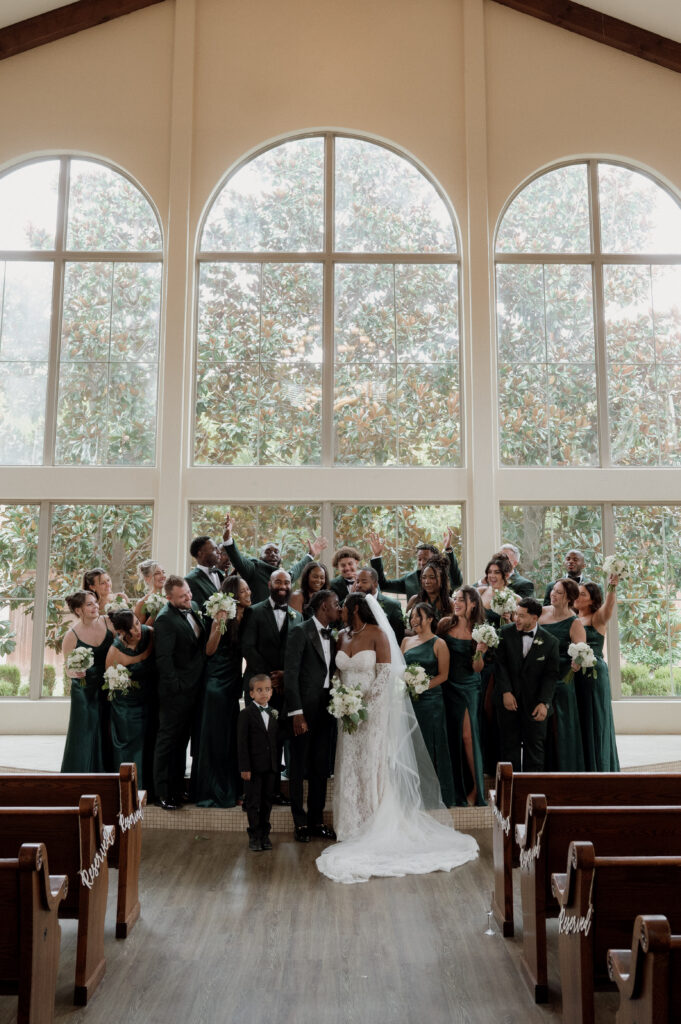 full wedding party group photo taken by DFW Wedding Photographer