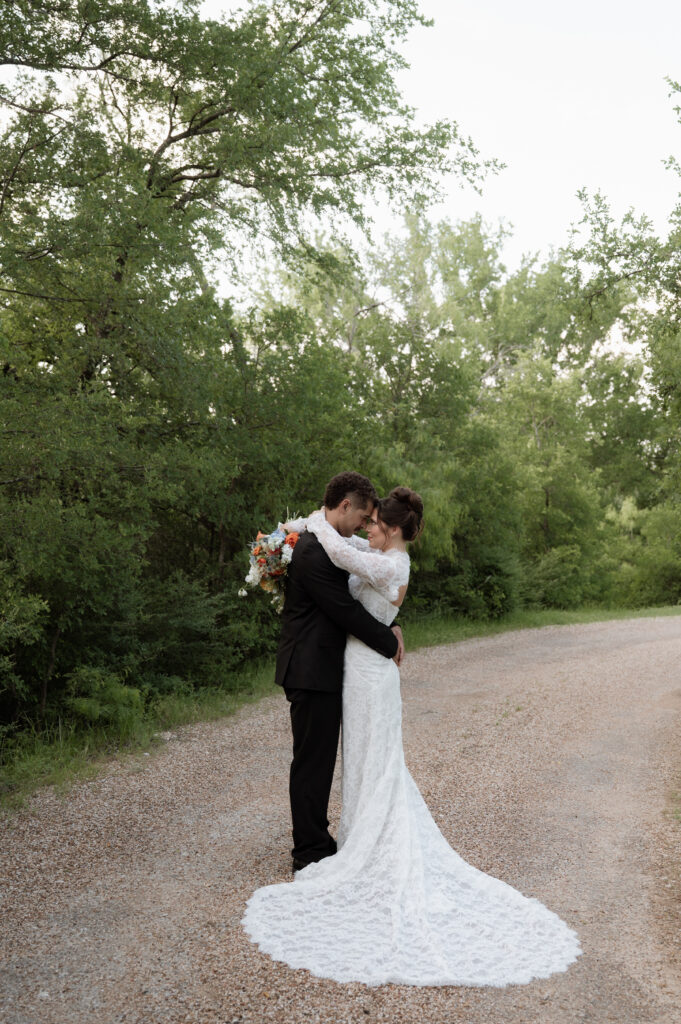 romantic bride and groom photos at Willow Woods Barn + Studio