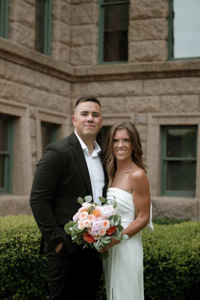 bride and groom courthouse photos